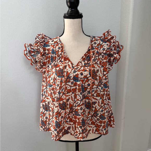 Love the Label Anthropologie Mabel Vineyard Ruffle Top Peasant Blouse - Picture 3 of 14